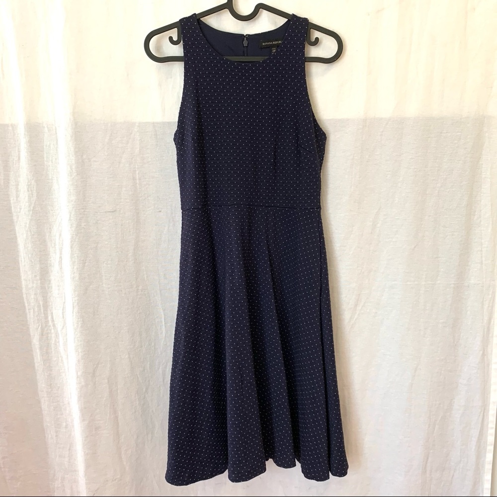 Banana Republic navy blue polka dot dress